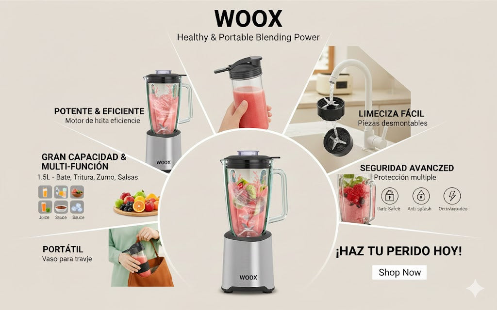 MX0198 1000W Electric Blender - 1500ml Glass Jar, 2 Speeds & Pulse, Silver, for Smoothies, Sauces & Ice Crushing