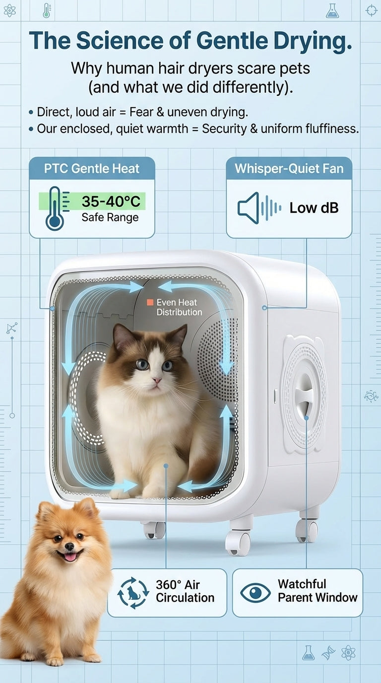 MX0187 Pet Dryer Box 75L with Smart App - 350W, WiFi & Bluetooth Control, 3 Temperature/2 Fan Modes, Timer, for Dogs Cats After Bath