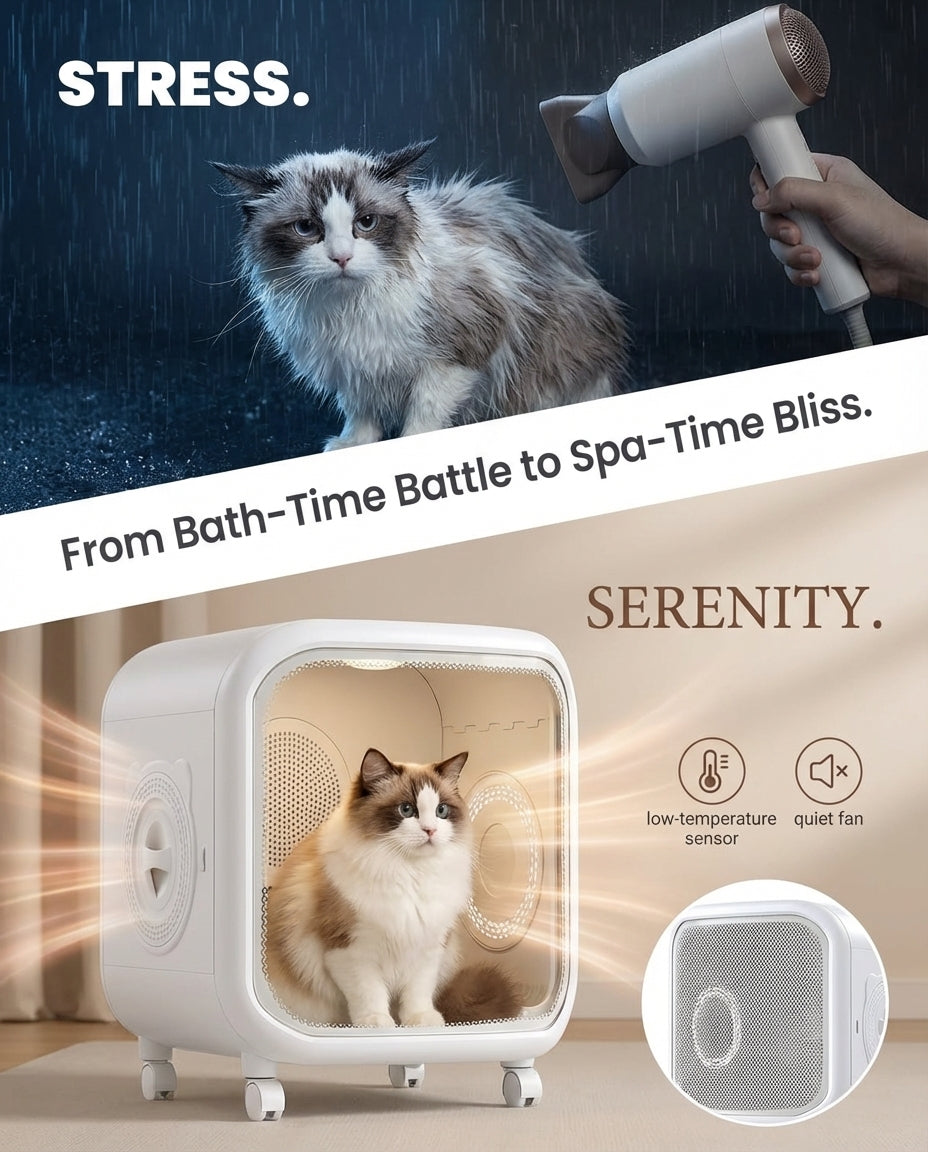 MX0187 Pet Dryer Box 75L with Smart App - 350W, WiFi & Bluetooth Control, 3 Temperature/2 Fan Modes, Timer, for Dogs Cats After Bath