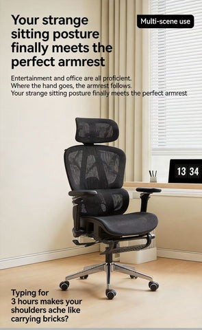 PostureGuardian | Ergonomic Chair with 9D Adjustable Arms for Work, Gaming & Study – Recline and Conquer Discomfort