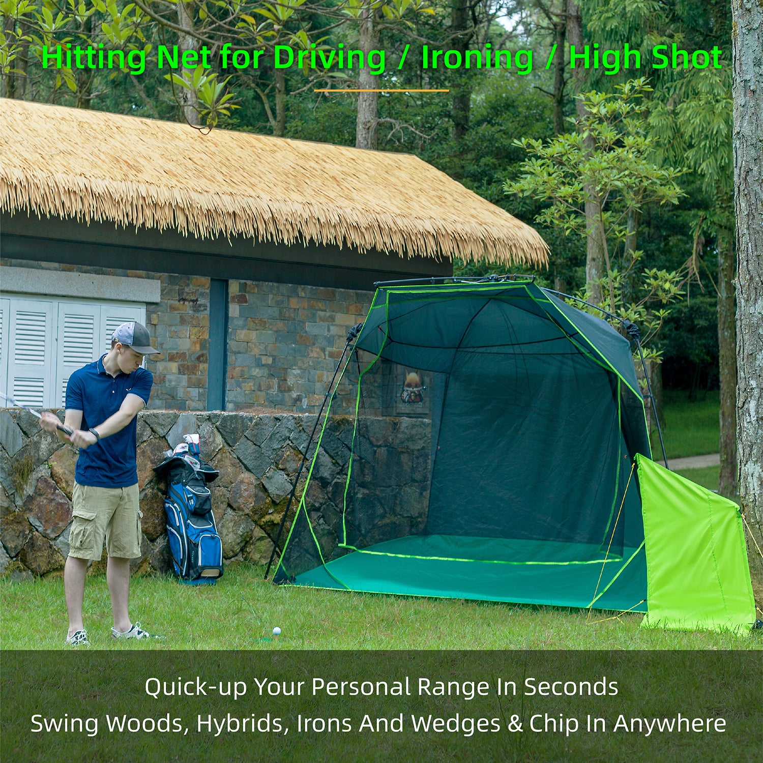 Professional Large Golf Practice Tent | Backyard Driving Range Cage with Target Net - Heavy Duty for Full Swing Training