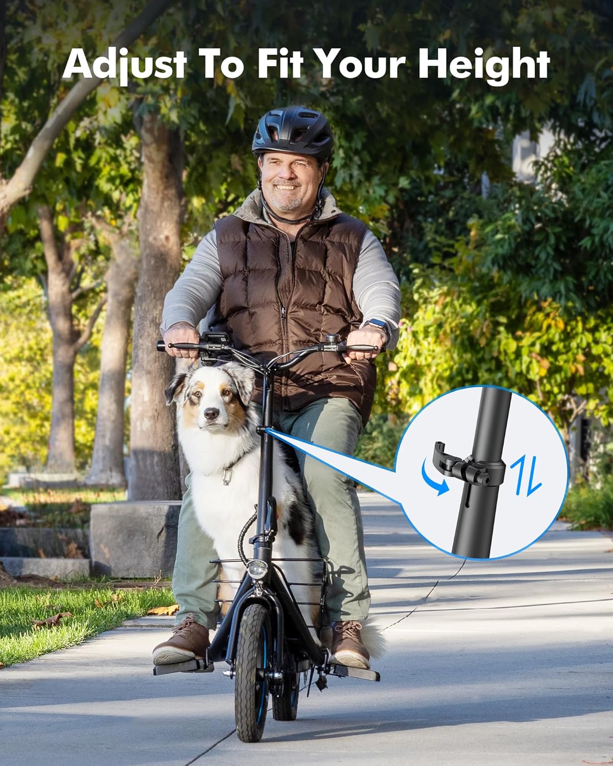 Gyroor Adults Electric Scooter with Large Middle Basket, 300W Motor 15.5 MPH 20 Mile Distance, Foldable E-Scooter with seat for Pets & Cargo