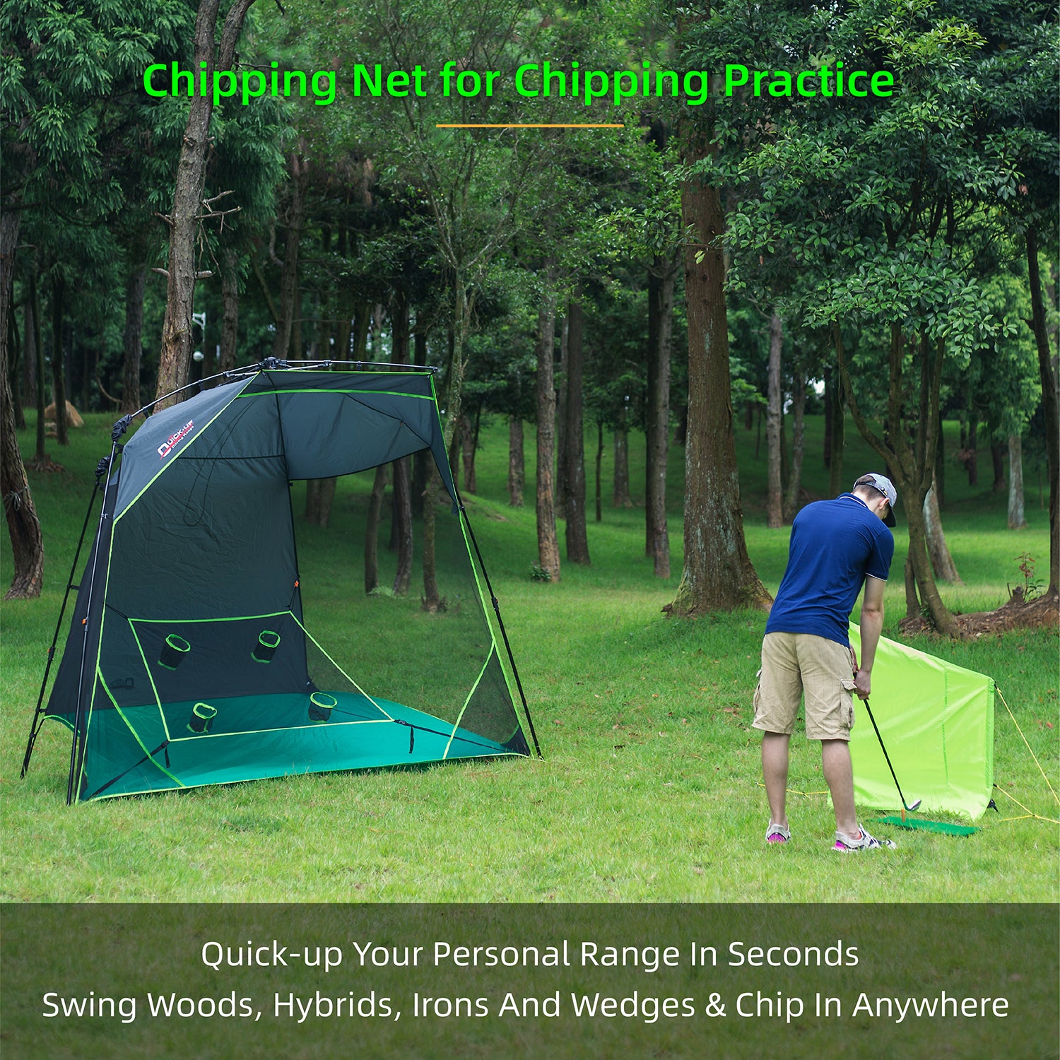 Professional Large Golf Practice Tent | Backyard Driving Range Cage with Target Net - Heavy Duty for Full Swing Training