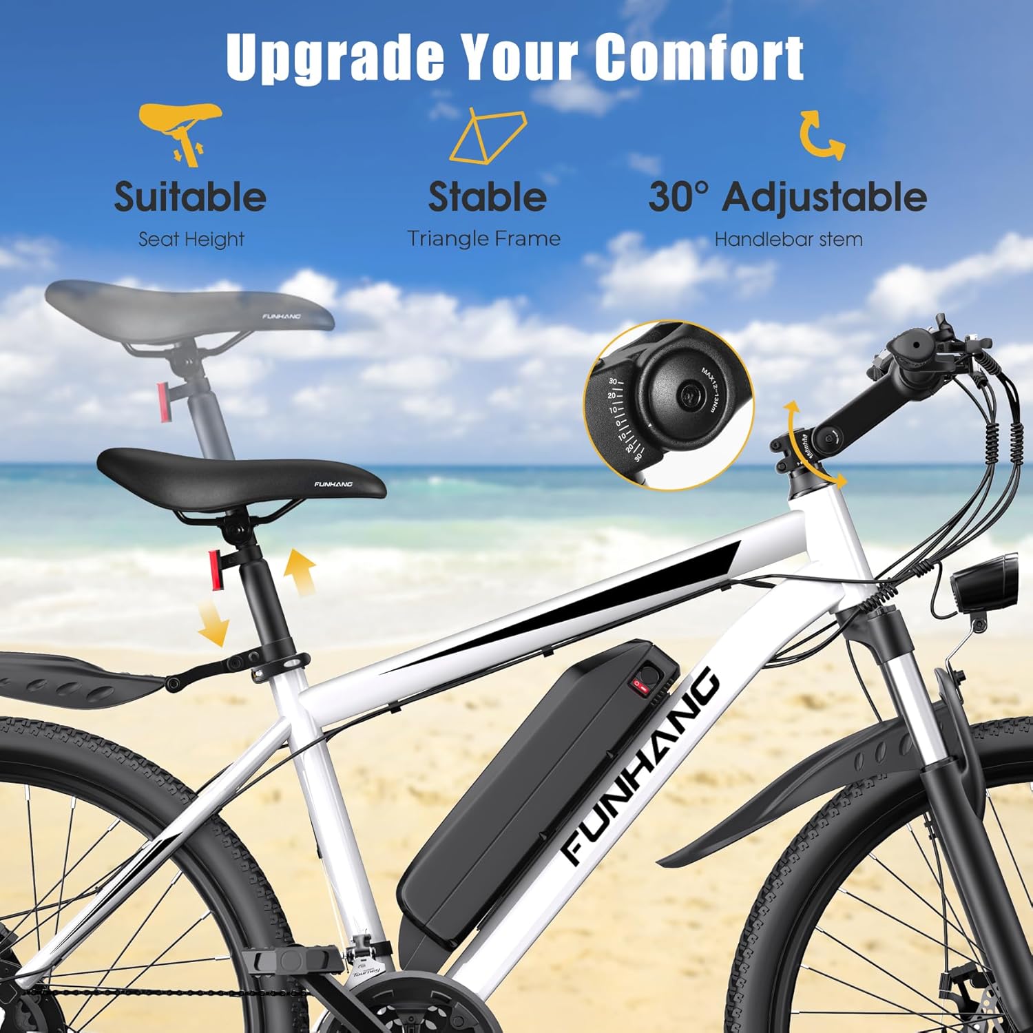 Electric Bike for Adults, 1000W Peak Ebike, 50Miles 21.7MPH Electric Mountain Bike, 26" Adult Electric Bicycle with 48V Removable Battery, Adjustable Stem, Fenders, 21 Speed, UL 2849 Certified