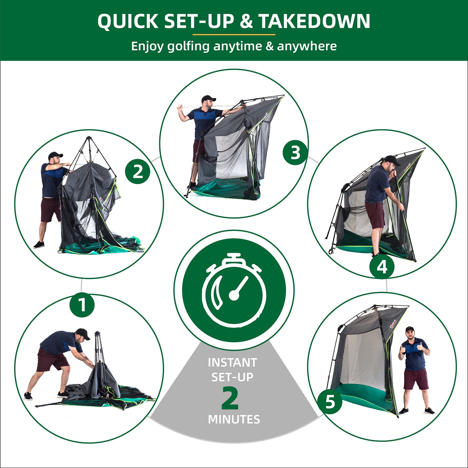 Professional Large Golf Practice Tent | Backyard Driving Range Cage with Target Net - Heavy Duty for Full Swing Training