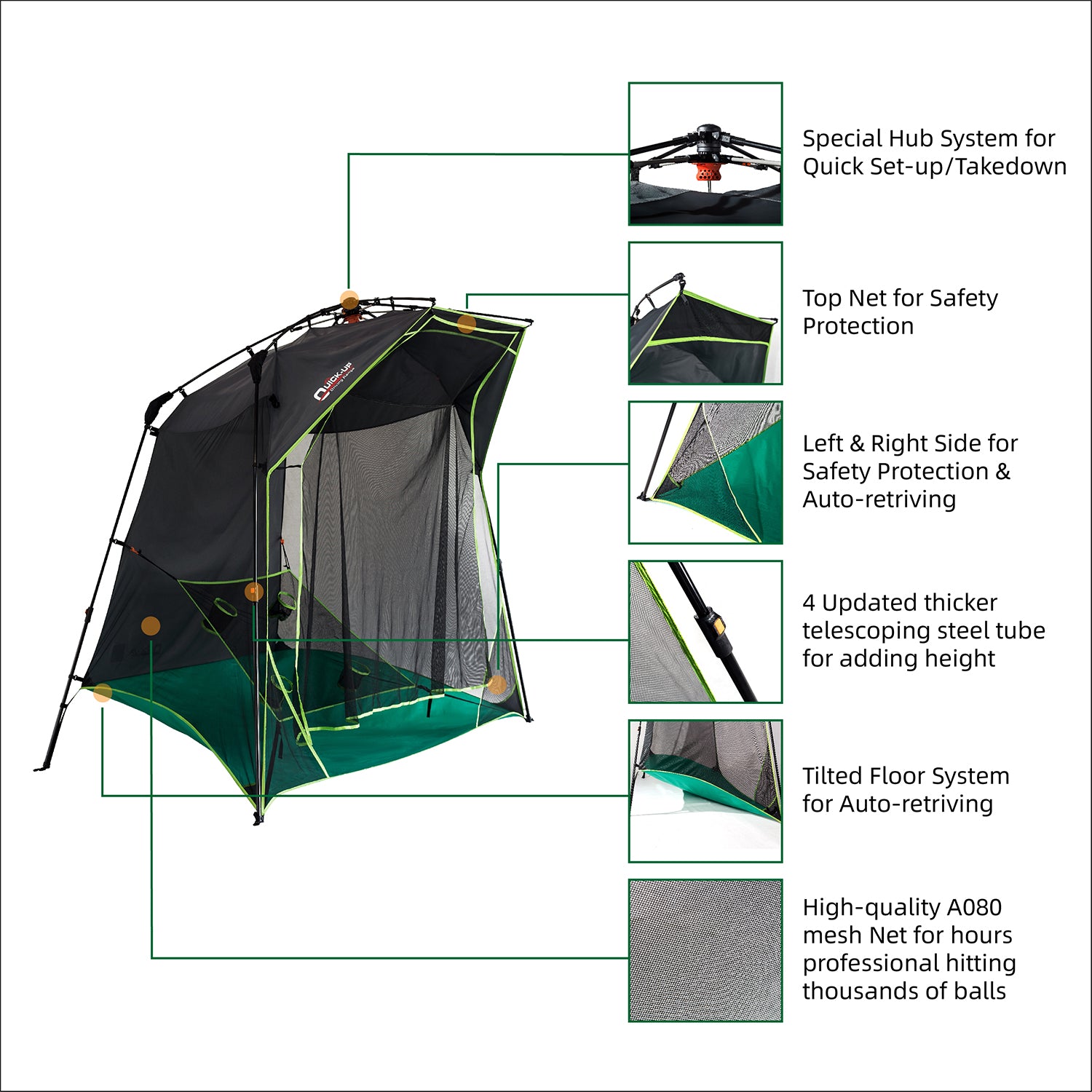 Professional Large Golf Practice Tent | Backyard Driving Range Cage with Target Net - Heavy Duty for Full Swing Training