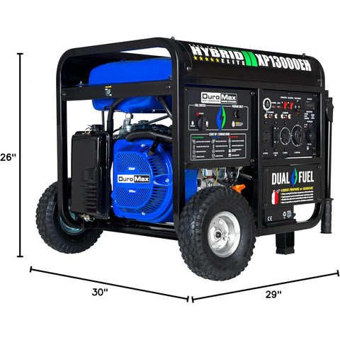 DuroMax XP13000EH 13,000-Watt Dual Fuel Portable Generator - Gas & Propane, Electric Start, Whole Home Backup Power, Transfer Switch Ready, RV & Emergency Ready