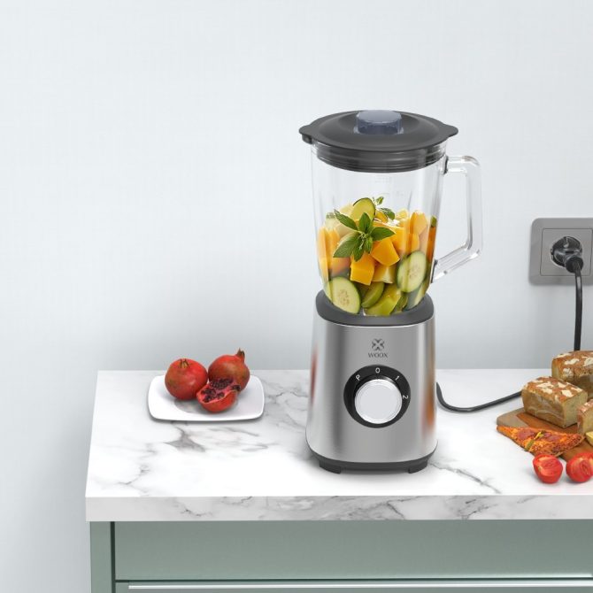 MX0198 1000W Electric Blender - 1500ml Glass Jar, 2 Speeds & Pulse, Silver, for Smoothies, Sauces & Ice Crushing