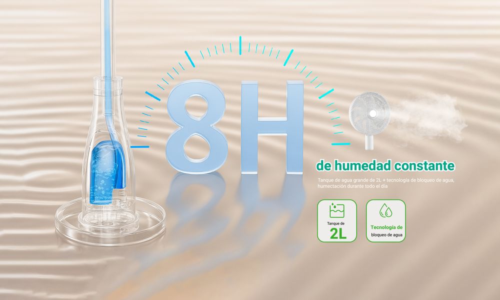 UE MX0182 80W Tower Fan with 2L Water Tank - 7 Speeds, Oscillation, Air Cooler & Humidifier, Remote Control, White