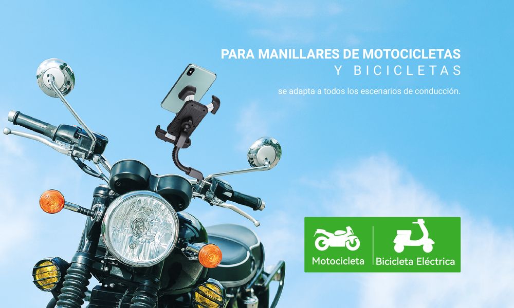 Universal Motorcycle Phone Mount - Fits 4" to 7" Phones, ABS Black, Vibration Dampening, Handlebar & Mirror Mount