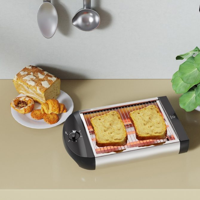 2-Slice Mechanical Toaster - 900W Fast Heating, 3 Heating Turbines, Even Browning, Silver