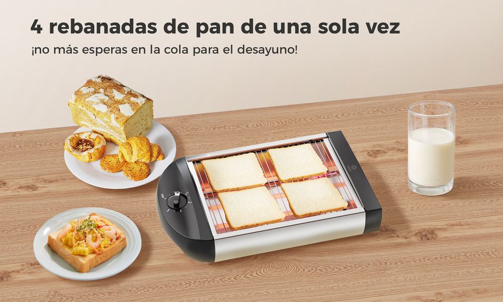 2-Slice Mechanical Toaster - 900W Fast Heating, 3 Heating Turbines, Even Browning, Silver