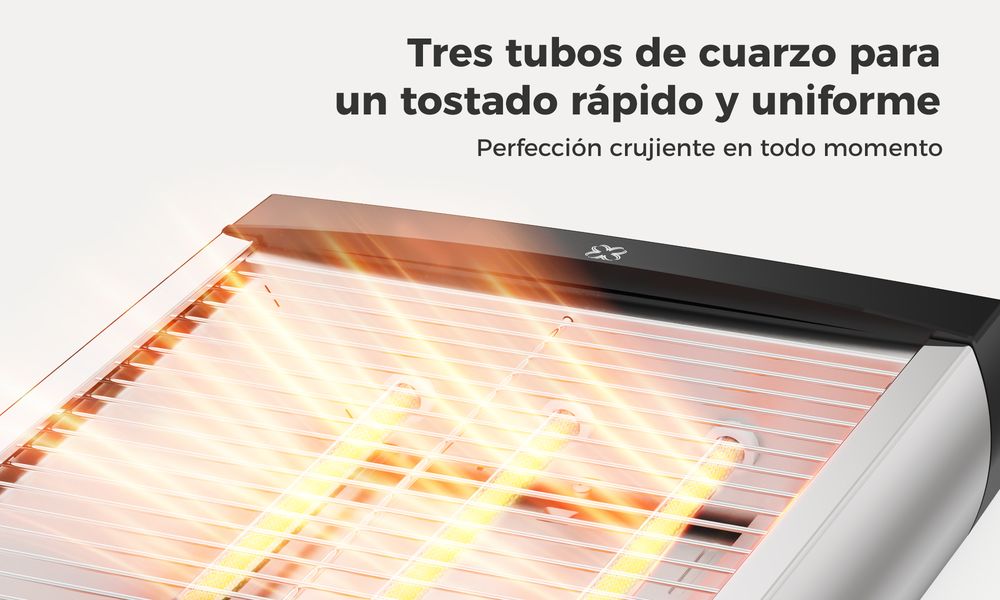 2-Slice Mechanical Toaster - 900W Fast Heating, 3 Heating Turbines, Even Browning, Silver