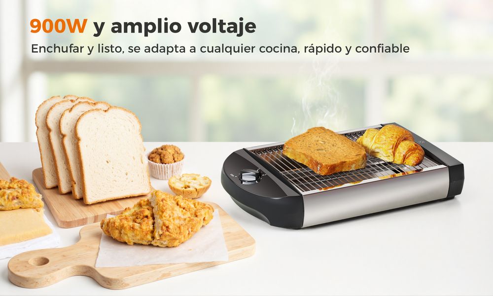 2-Slice Mechanical Toaster - 900W Fast Heating, 3 Heating Turbines, Even Browning, Silver