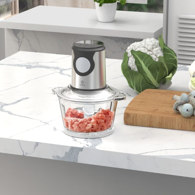 Electric Food Chopper & Processor - 350W, 2.0L Glass Bowl, 2-Speed Control, Transparent Lid, for Chopping, Grinding & Pureeing