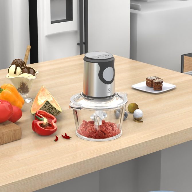 Electric Food Chopper & Processor - 350W, 2.0L Glass Bowl, 2-Speed Control, Transparent Lid, for Chopping, Grinding & Pureeing