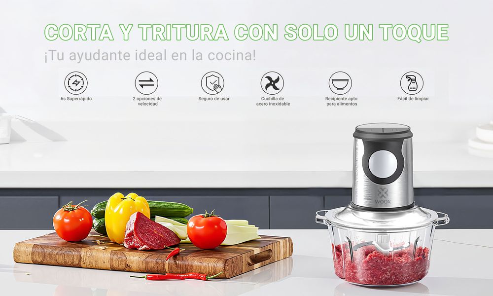 Electric Food Chopper & Processor - 350W, 2.0L Glass Bowl, 2-Speed Control, Transparent Lid, for Chopping, Grinding & Pureeing