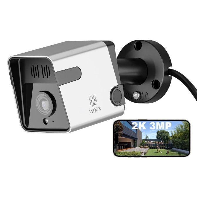 Outdoor Security Camera - 3MP UHD, IP65 Waterproof, Color Night Vision, Wi-Fi 2.4GHz, Wired Power, Motion Detection, Two-Way Audio