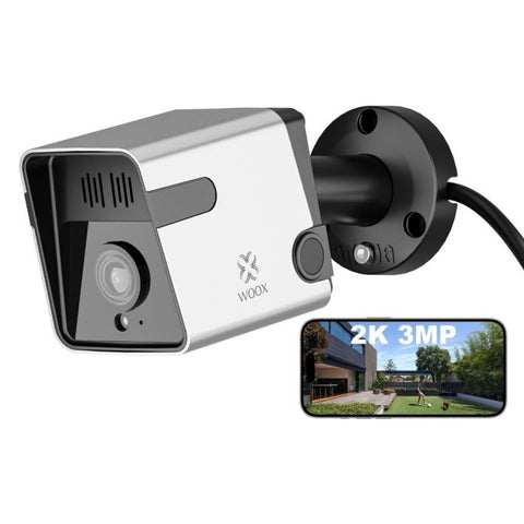 Outdoor Security Camera - 3MP UHD, IP65 Waterproof, Color Night Vision, Wi-Fi 2.4GHz, Wired Power, Motion Detection, Two-Way Audio