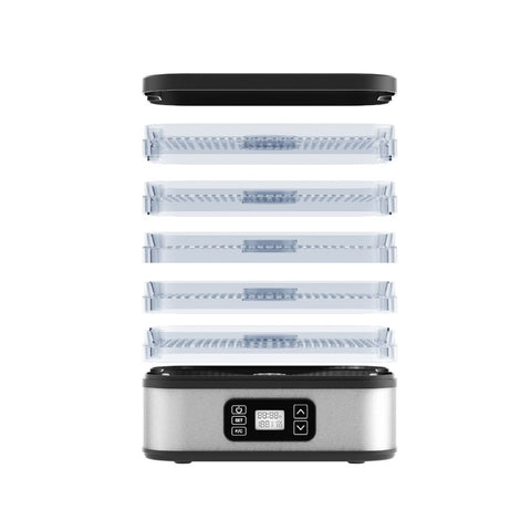 Digital Food Dehydrator - 400W, 5 Stackable Trays (260x235mm), Adjustable Timer & Temperature (35-70°C), for Jerky, Fruits, Herbs, Black