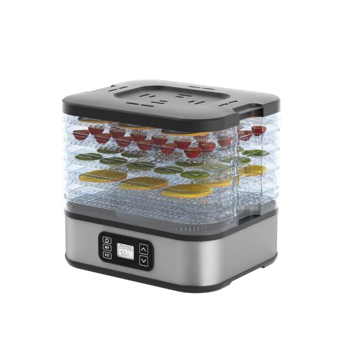 Digital Food Dehydrator - 400W, 5 Stackable Trays (260x235mm), Adjustable Timer & Temperature (35-70°C), for Jerky, Fruits, Herbs, Black