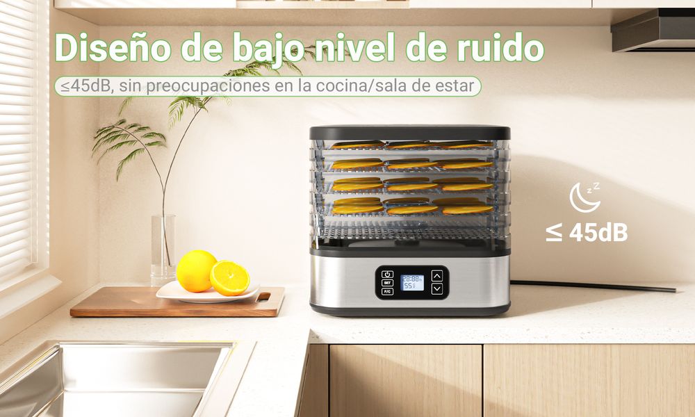 Digital Food Dehydrator - 400W, 5 Stackable Trays (260x235mm), Adjustable Timer & Temperature (35-70°C), for Jerky, Fruits, Herbs, Black