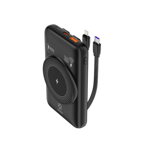 MX0133 2-in-1 Power Bank with Wireless Charger - 30000mAh, 22.5W PD Wired + 15W Qi Wireless, Dual Output, ABS+PC White&black