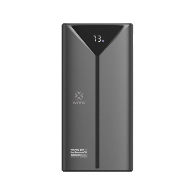 MX0131 Power Bank 10000mAh with 3 Cables - 22.5W Super Fast Charging, 3-in-1 Built-in Cables (Type C/Lightning/Micro USB), Portable ABS+PC White&black