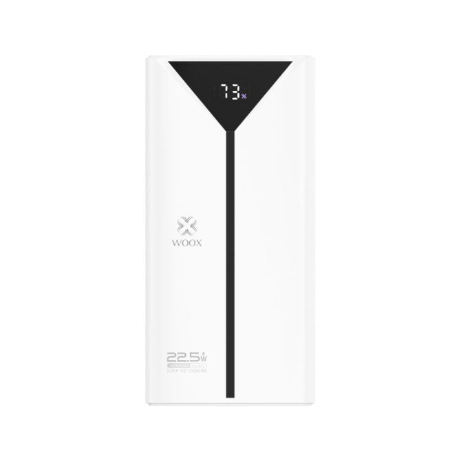 MX0131 Power Bank 10000mAh with 3 Cables - 22.5W Super Fast Charging, 3-in-1 Built-in Cables (Type C/Lightning/Micro USB), Portable ABS+PC White&black