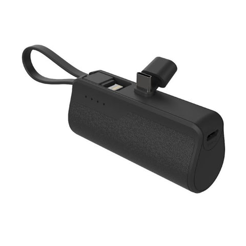 MX0138 All-in-One Power Bank 5000mAh - Built-in AC Plug & USB-C Cable, 5V/2A Output, Compact ABS+PC White, Travel Ready