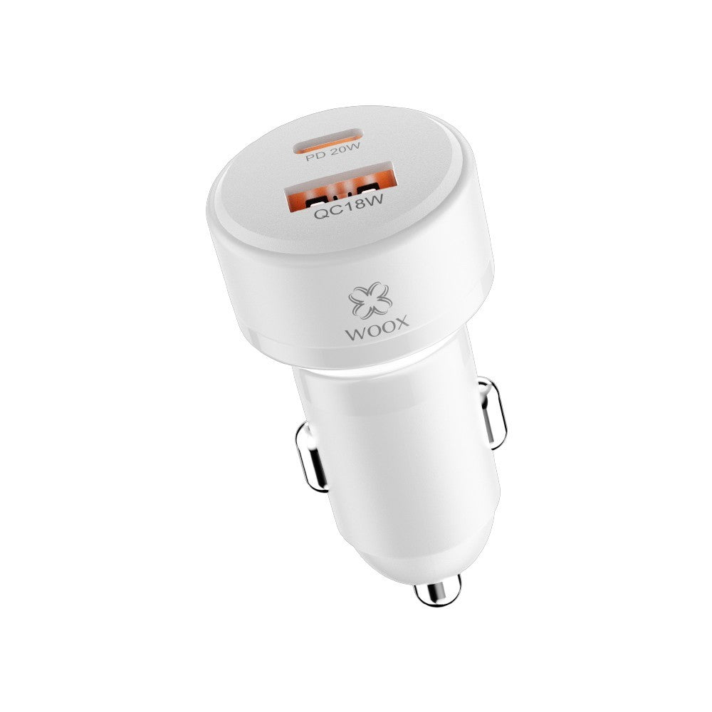 MX0142 Dual Port Car Charger - 20W PD + 18W QC, Fast Charging for iPhone & Android, Compact Design, Dual Device Charging in Vehicle
