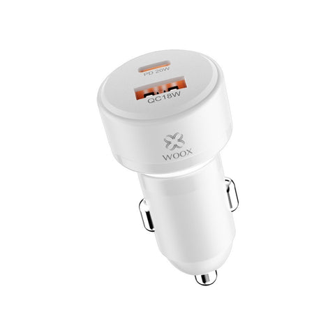 MX0142 Dual Port Car Charger - 20W PD + 18W QC, Fast Charging for iPhone & Android, Compact Design, Dual Device Charging in Vehicle