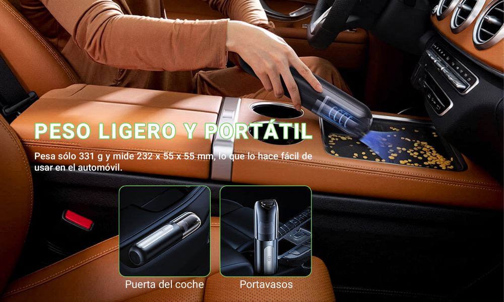 MX0231 Cordless Car Vacuum Cleaner - 5000Pa Strong Suction, 2000mAh Battery, USB-C Charging, Portable Handheld for Car & Home Quick Clean