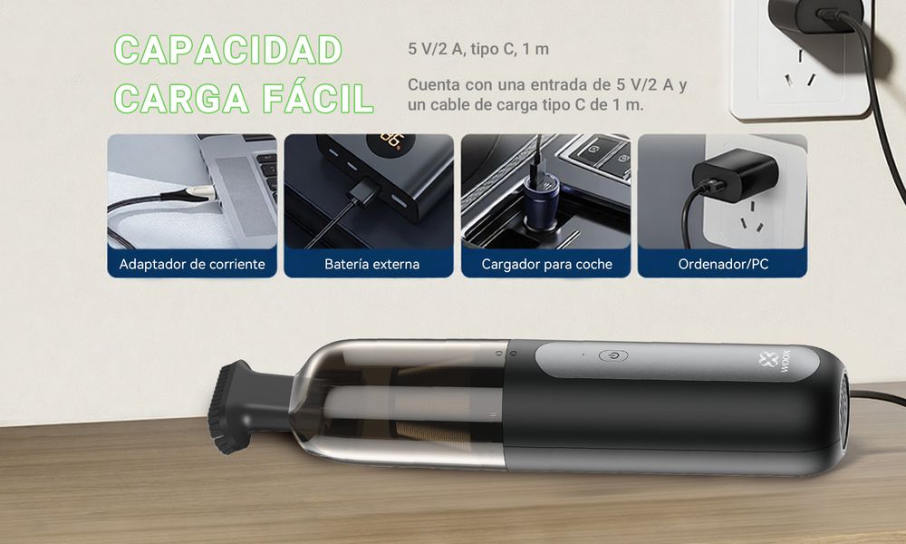 MX0231 Cordless Car Vacuum Cleaner - 5000Pa Strong Suction, 2000mAh Battery, USB-C Charging, Portable Handheld for Car & Home Quick Clean