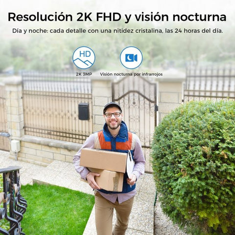 WOOX R4331 Smart Video Doorbell - 170° Wide View Angle, 3MP Full HD, Two-Way Talk, Motion Detection with Alerts, Night Vision, Easy Installation