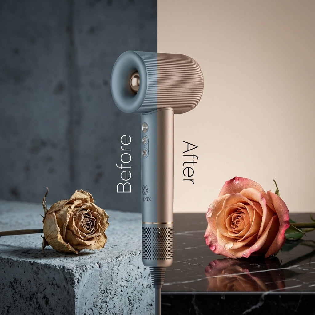 1600W Ionic Hair Dryer with Magnetic Nozzle - 3 Heat & 3 Speed Salon Settings, Fast Drying, Lightweight, Frizz Control