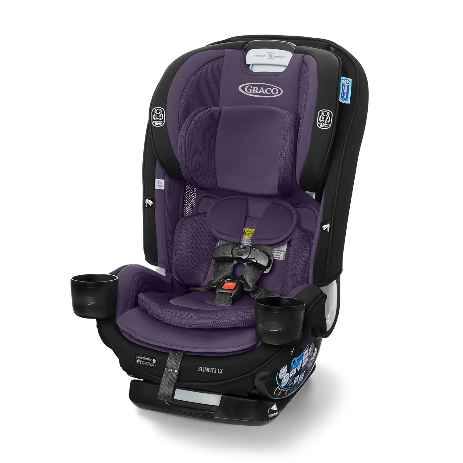 Graco SlimFit3 LX 3-in-1 Slim Car Seat, Rear Facing, Forward Facing to Highback Booster Car Seat, Kunningham